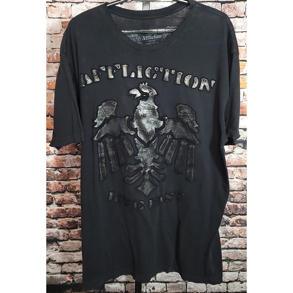 Affliction Mens Black Eagle Graphic T Shirt‎ Size 2X Large